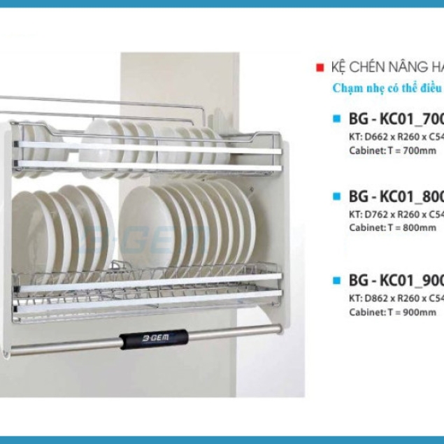 KỆ CHÉN NÂNG HẠ THÔNG MINH INOX SUS304 CAO CẤP B-GEM BG-KC01