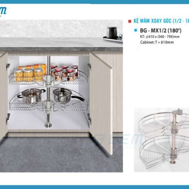 KỆ MÂM XOAY GÓC 12(180°) INOX SUS304 CAO CẤP B-GEM BG-MX12