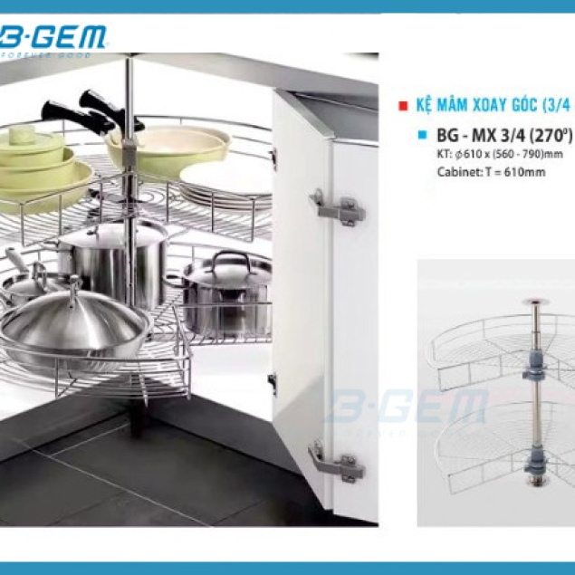KỆ MÂM XOAY GÓC 34(270°) INOX SUS304 CAO CẤP B-GEM BG-MX34